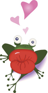 cartoon of a kissing frog